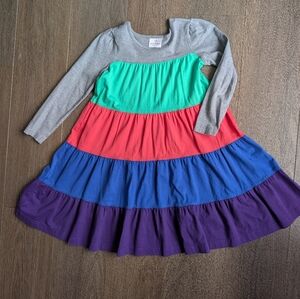 Hanna Andersson Colorful Tiered Long Sleeve Dress Size 6-7yrs